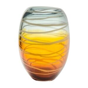 Viterra Gallery Collection Ombré Amber Smokey Gray Barrel Shaped Art Glass Vase